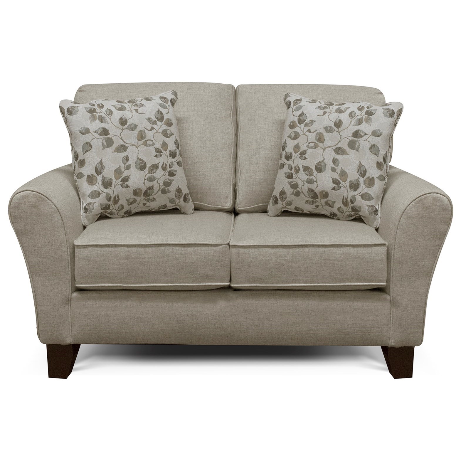 England 3B00 Series Transitional Flared Arm Loveseat with Wooden Legs
